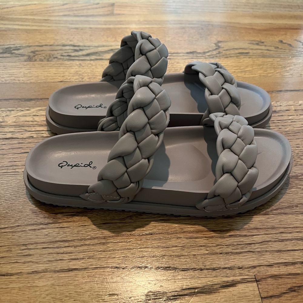 Qupid braided slides/Jonna braided strap slide sandal (Pink Lily)